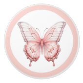 Elegante Roze Vlinder  Meisje Lade Knop (Voorkant)