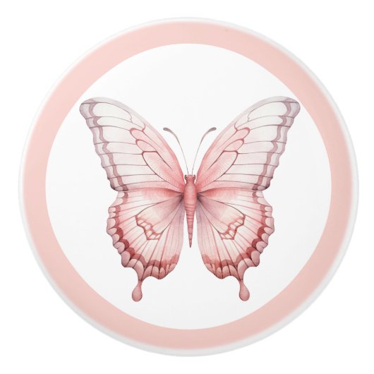 Elegante Roze Vlinder  Meisje Lade Knop (Voorkant)