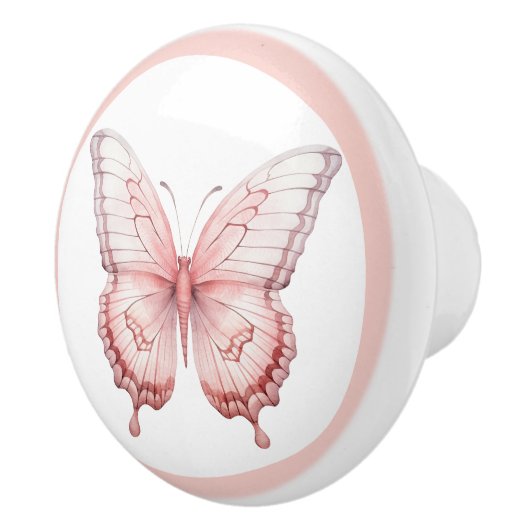 Elegante Roze Vlinder  Meisje Lade Knop (Rechts)