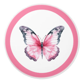 Elegante Roze Vlinder Meisjes Laadknop Keramische Knop