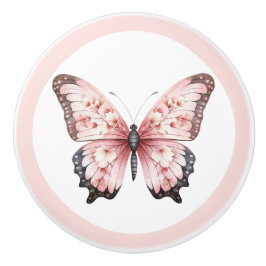 Elegante Roze Vlinder Meisjes Laadknop Keramische Knop