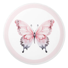 Elegante Roze Vlinder Meisjes Laadknop Keramische Knop