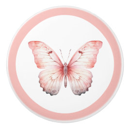 Elegante Roze Vlinder Meisjes Laadknop Keramische Knop