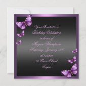 Elegante Roze Vlinder Sweet16 Verjaardag Uitnodige Kaart (Achterkant)