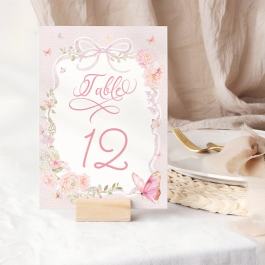 Elegante Roze Vlinder Tafelnummer