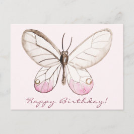 Elegante Roze Vlinder Verjaardagsansichtkaart Briefkaart