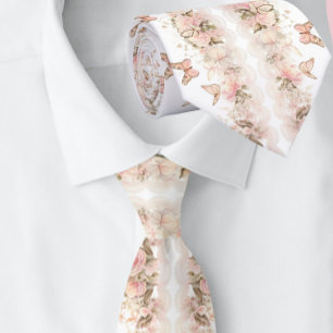 Elegante Roze Vlinder Witte Trouw Stropdas