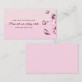 Elegante roze vlinders. Bloemen bruiloft details Informatiekaartje (Voorkant / Achterkant)
