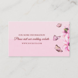 Elegante roze vlinders. Bloemen bruiloft details Informatiekaartje