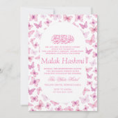 Elegante roze vlinders Islamitische Aqiqa Aqeeqah Kaart (Voorkant)