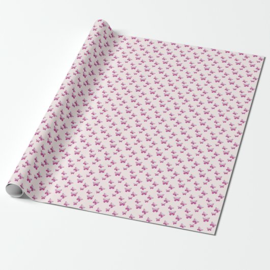 Elegante roze vlinders op Blush Cadeaupapier (Uitgerold)