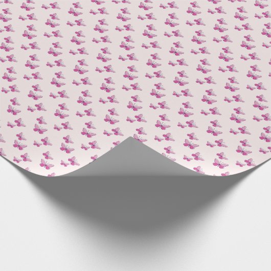 Elegante roze vlinders op Blush Cadeaupapier (Hoek)