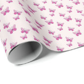 Elegante roze vlinders op Blush Cadeaupapier (Rol Hoek)