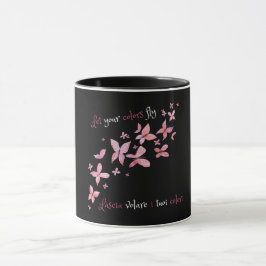 Elegante roze vlinders tweetalig mok