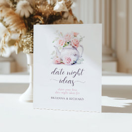 Elegante Roze Vrijgezellenfeest Tea Date Night Ide Reclamebord Met Voetstuk