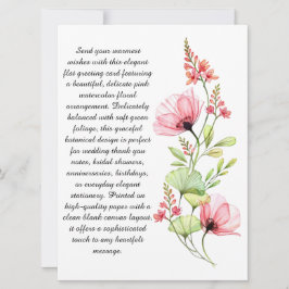 Elegante roze watercolor bloemense flatgelegen kaa kaart