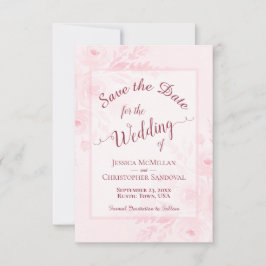 Elegante Roze Watercolor Pioenrozen Boho Bruiloft Save The Date