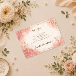 Elegante Roze Watercolor Trouwdag Bedankkaart
