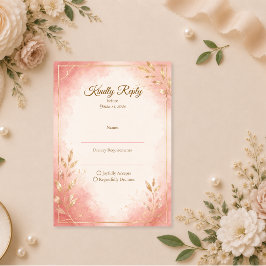 Elegante Roze Watercolor Trouwdag RSVP Kaartje