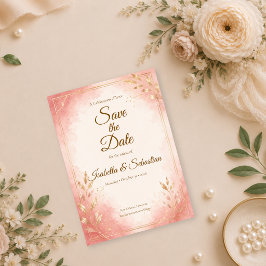 Elegante Roze Watercolor Trouwdag Save The Date
