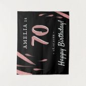 Elegante Roze Waterverf 70e Verjaardagsachtergrond Wandkleed (Voorkant)