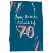 Elegante Roze Waterverf 70ste Gelukkige Verjaardag Medium Cadeauzakje (Voorkant)