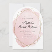 Elegante Roze Waterverf Arched Sweet 16 Birthday Kaart (Voorkant)