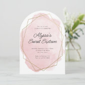 Elegante Roze Waterverf Arched Sweet 16 Birthday Kaart (Staand voorkant)