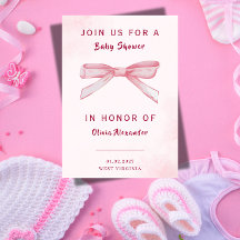 Elegante Roze Waterverf Baby Shower Uitnodiging