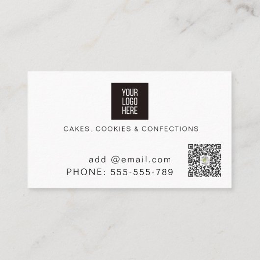 Elegante Roze waterverf Bakkerij & Confecties Visitekaartje (Achterkant)