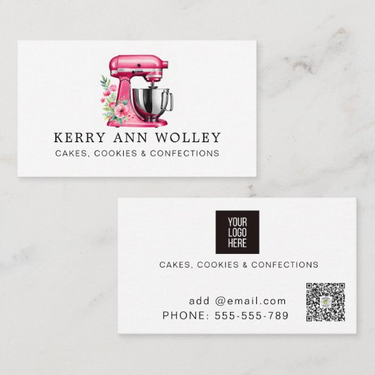 Elegante Roze waterverf Bakkerij & Confecties Visitekaartje (Voorkant / Achterkant)