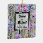 Elegante roze waterverf bloeit noodlijdend hout keramisch ornament (Rechts)