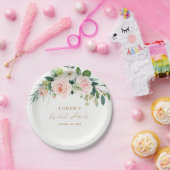 Elegante Roze Waterverf Bloem Bruidsdouche Papieren Bordje (Feest)