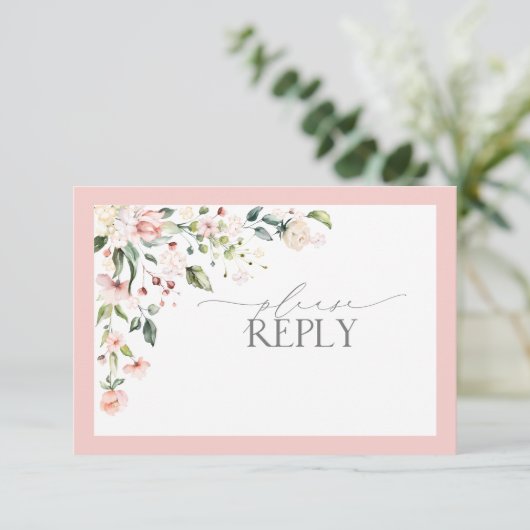 Elegante Roze Waterverf Bloem Bruiloft RSVP