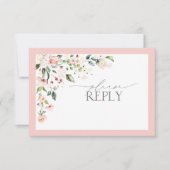 Elegante Roze Waterverf Bloem Bruiloft RSVP Kaartje (Voorkant)