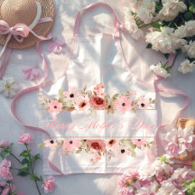 Elegante Roze Waterverf Bloem Keuken Schort