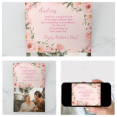 Elegante Roze Waterverf Bloem Moederdag Kaart