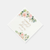 Elegante Roze Waterverf Bloemachtige Bruidsdouche Servet (Hoek)