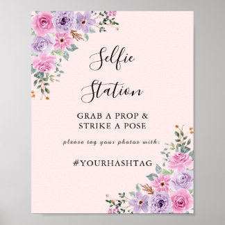 Elegante Roze Waterverf Bloemachtige Bruiloft Poster