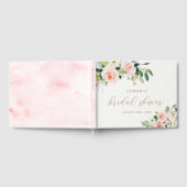 Elegante Roze Waterverf Bloemachtige Bruiloftsborr Gastenboek (Volledig)