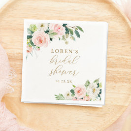 Elegante Roze Waterverf Bloemachtige Bruiloftsontb Servet