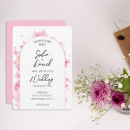 Elegante roze waterverf bloemboog kaart