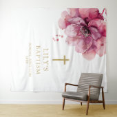 Elegante Roze Waterverf Bloemdoop Achtergrond Wandkleed (In Situ (horizontaal))