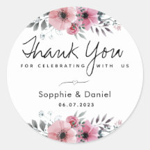 Elegante Roze Waterverf Bloemelijke Dankjewel