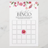 Elegante Roze Waterverf Bloemen Bruids Bingo Game (Voorkant)