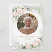 Elegante Roze Waterverf Bloemen Death Announcement Kaart (Voorkant)