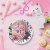 Elegante roze Waterverf Bloemen | Hydrangeas Papieren Bordje (Feest)