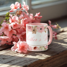 Elegante roze waterverf bloemen koffiemok