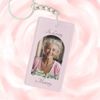Elegante Roze Waterverf Bloemen Memorial Keepsake Sleutelhanger