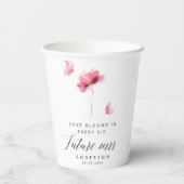 Elegante Roze Waterverf Bloemen Papieren Bekers (Achterkant)
